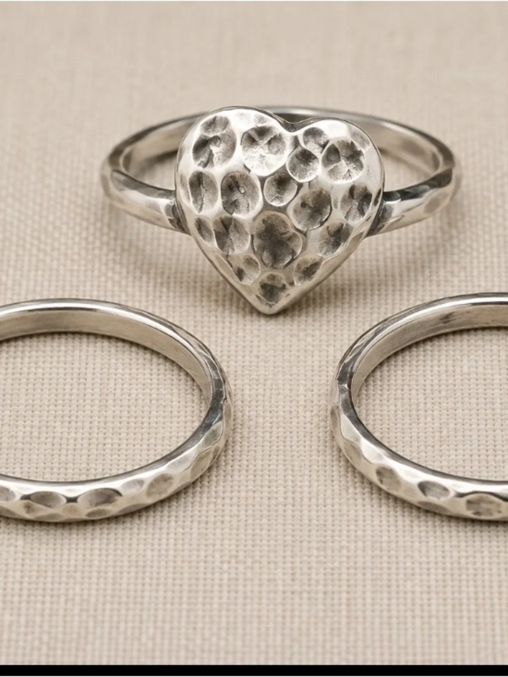 Studio Barse Hammered Heart Stackable Ring - Silver